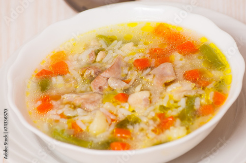 chicken soup with vegetables and rice