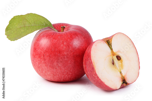 Red fresh apples isolated on white background