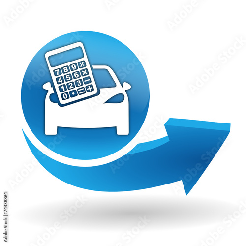 calculatrice automobile sur bouton web bleu