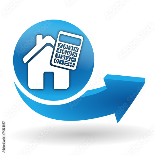 calculatrice et simulateur immobilier sur bouton web bleu