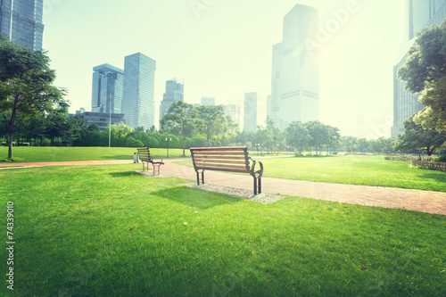 bench in park, Shanghai, China