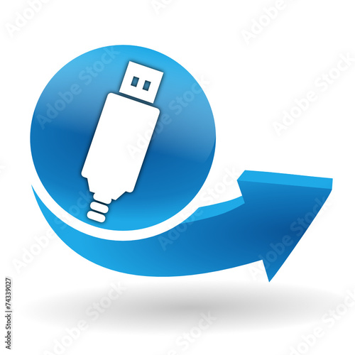 clef usb sur bouton web bleu