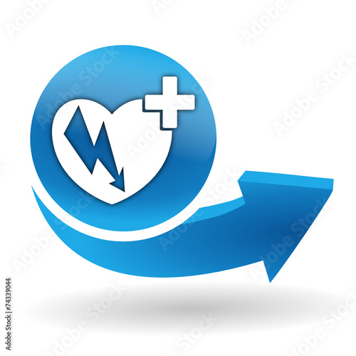 défibrillateur automatisé sur bouton web bleu