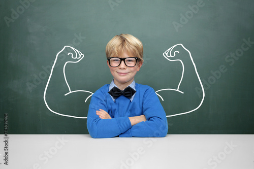 Schoolchild with muscle