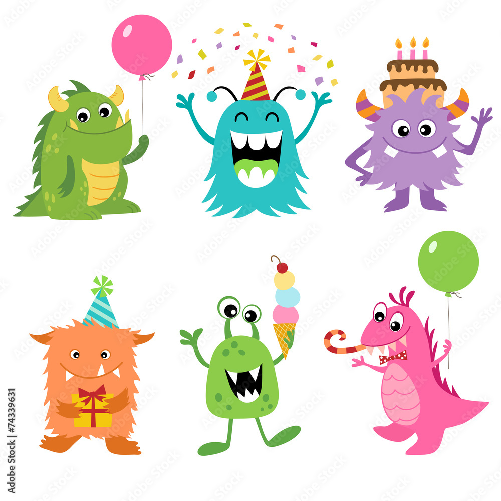 Birthday monsters - obrazy, fototapety, plakaty 