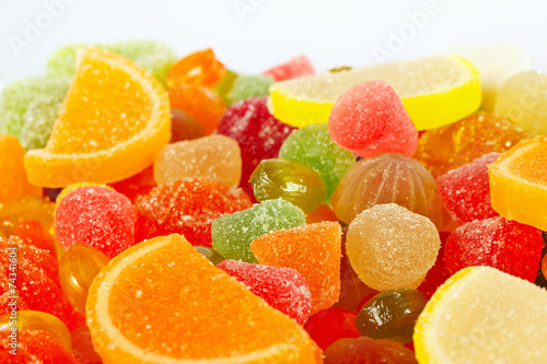 Colorful sweetmeats and jelly close up