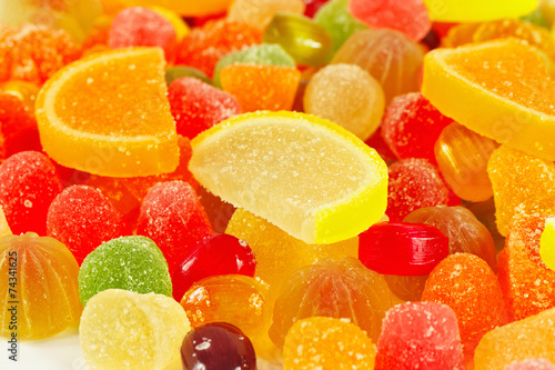 Colorful fruity sweetmeats and jelly close up