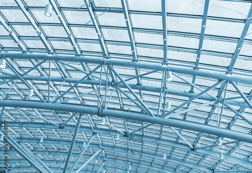 metal structures on the roof of the shopping complex background