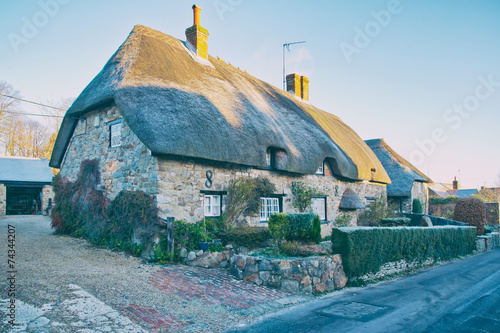 English Village Cottage thatched house #74344207