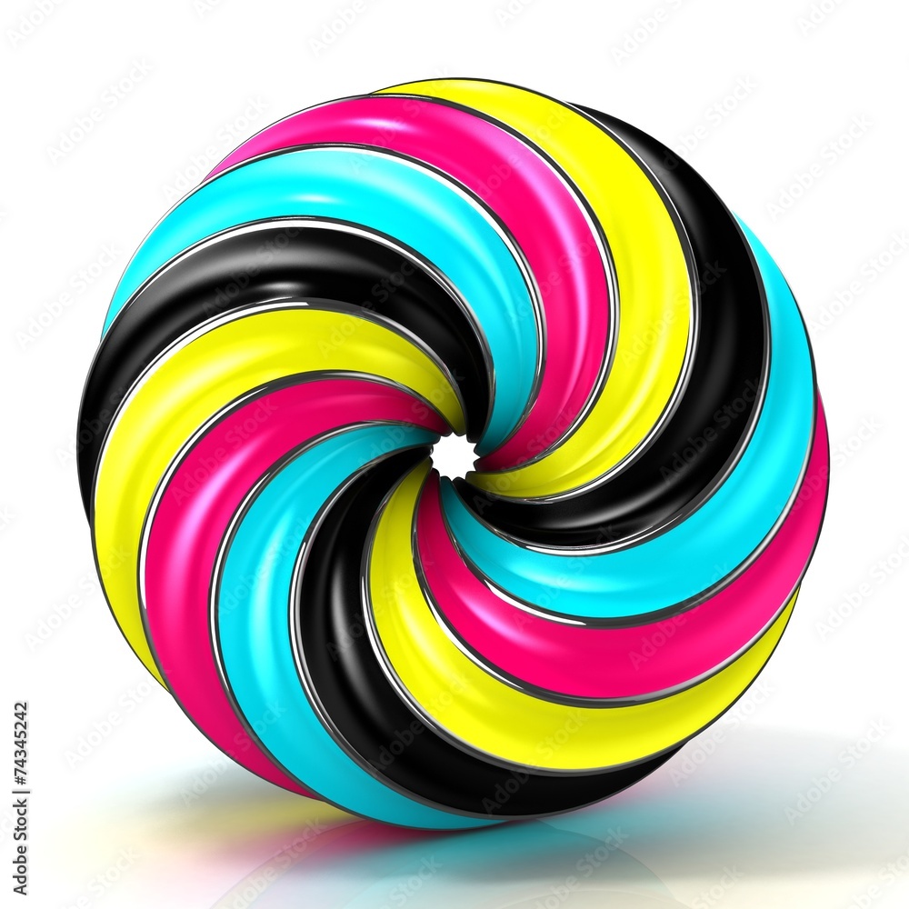 Obraz premium CMYK abstract circular sign, with shine edges, isolated on white