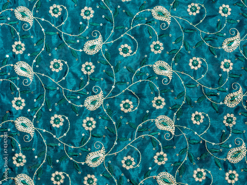 Blue fabric with paisley ornament