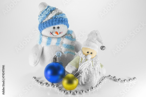 toy snowman and Christmas decorations