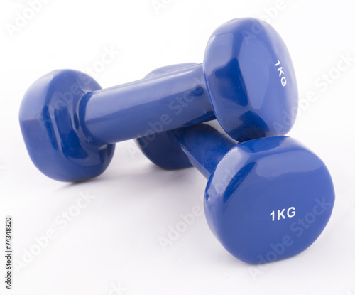 Blue dumbbells isolated