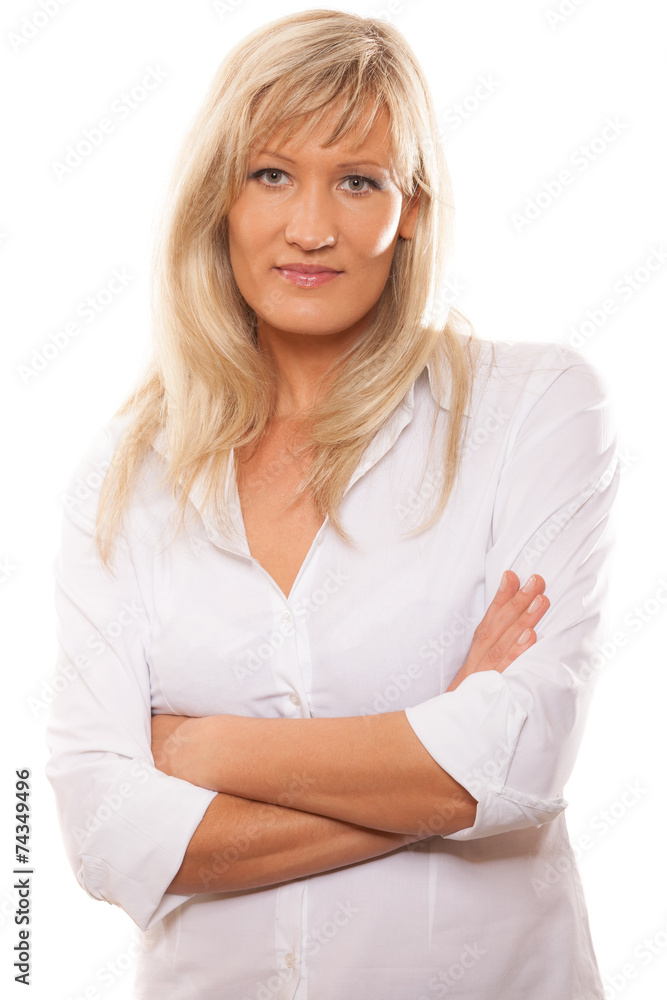 Portrait confident mature business woman isolated Portrait confident mature business woman isolated