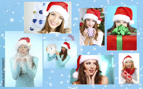 Christmas collage. Young ha...