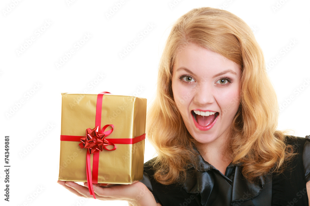 holidays love happiness concept - girl with gift box holidays love happiness concept - girl with gift box