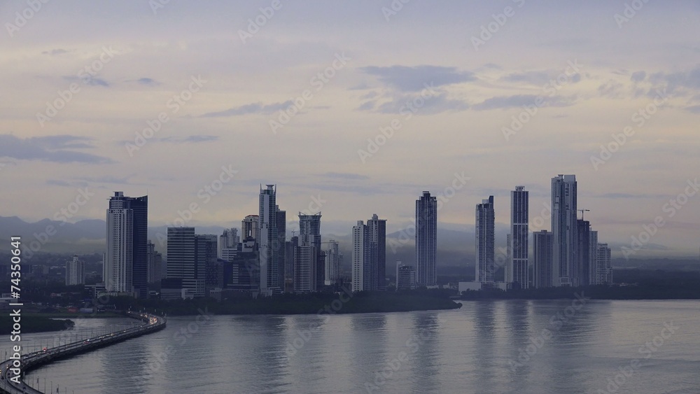 Panama City Buildings Traffic Cars Skyline At Dawn 4K Panama City Buildings Traffic Cars Skyline At Dawn 4K