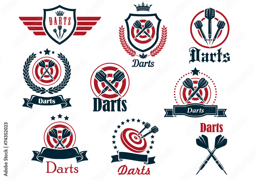 Darts sporting icons and emblems