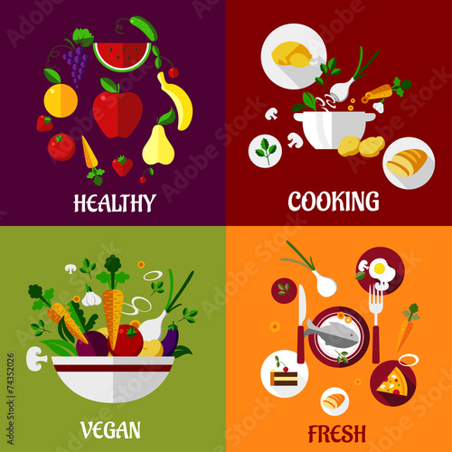 Colored fresh healty food flat design