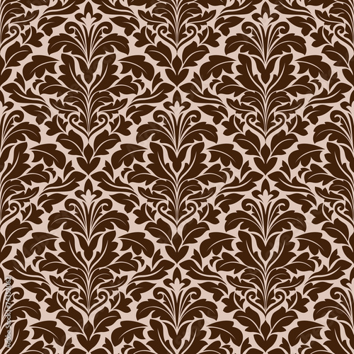 Brown and beige floral damask pattern