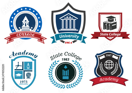 University, college and academy heraldic emblems