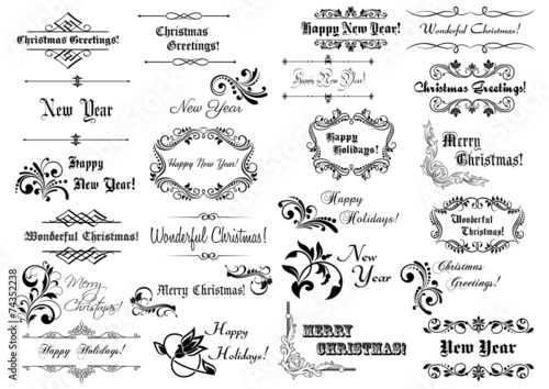 Calligraphic Christmas frames and borders