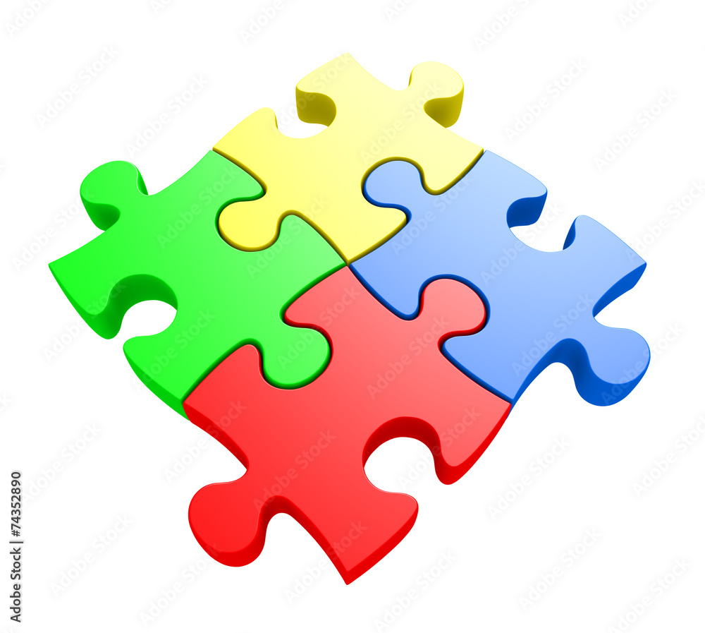 Problem solving concept of four jiwsaw puzzle pieces Problem solving concept of four jiwsaw puzzle pieces