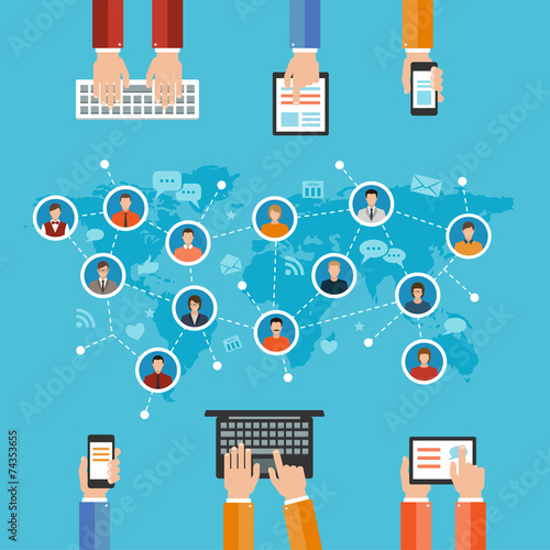 social media networks and communication concept in flat style
