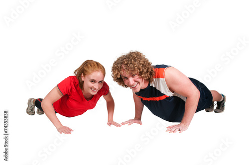 Couple doing pushups