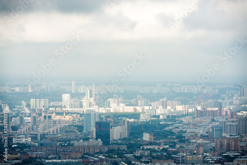 above view Moscow cityscape and blue clouds © Valeri Luzina