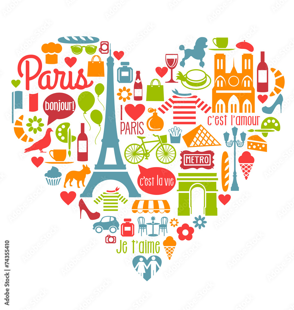 Paris France Icons Landmarks attractions heart shape