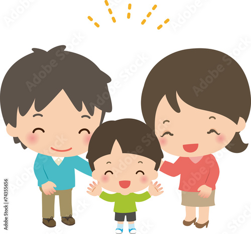 笑顔の若い家族