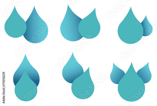 Water Drop Icon Set Isolated on White Background
