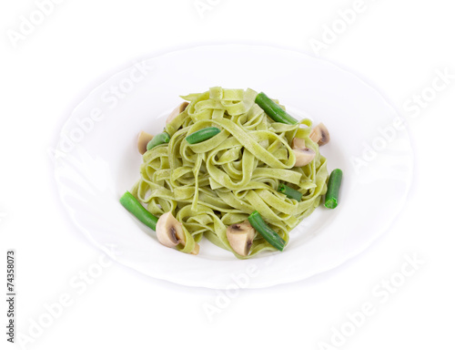 Pasta tagliatelle with green peas