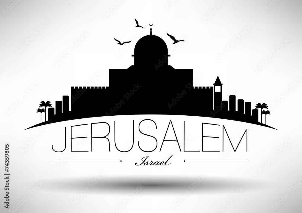 Fototapeta premium Jerozolima Skyline z projektem typografii