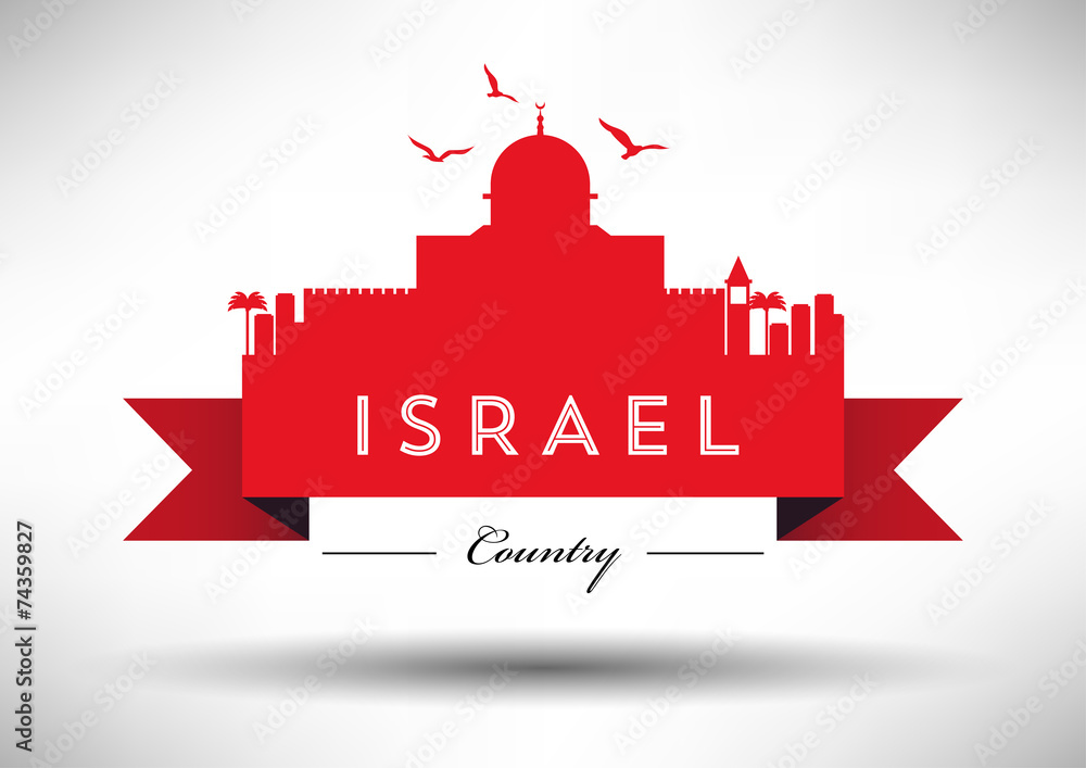 Israel Skyline with Typography Design