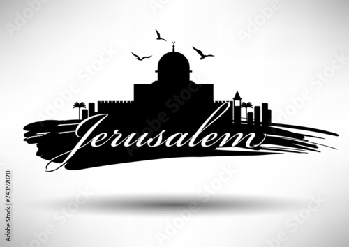 Jerusalem Skyline with Typography Design
