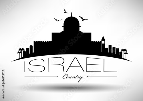 Israel Skyline with Typography Design