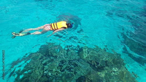 Woman snorkeling in the sea