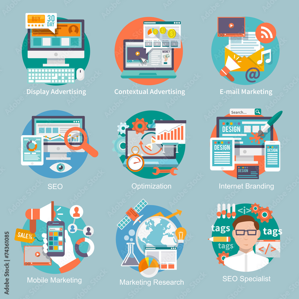 Seo Internet Marketing Flat Icon Seo Internet Marketing Flat Icon