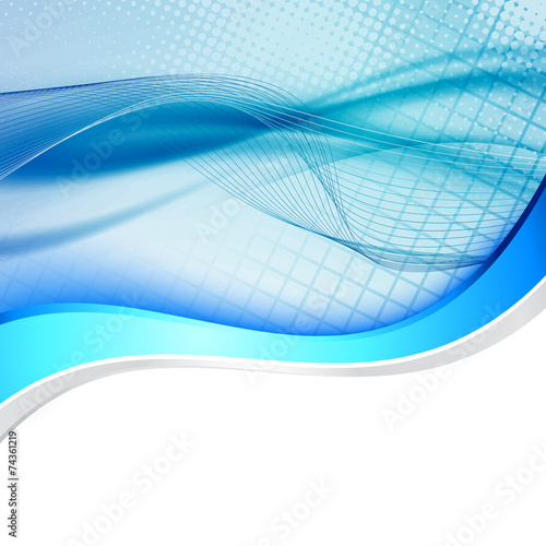 Blue abstract swoosh line border wave folder