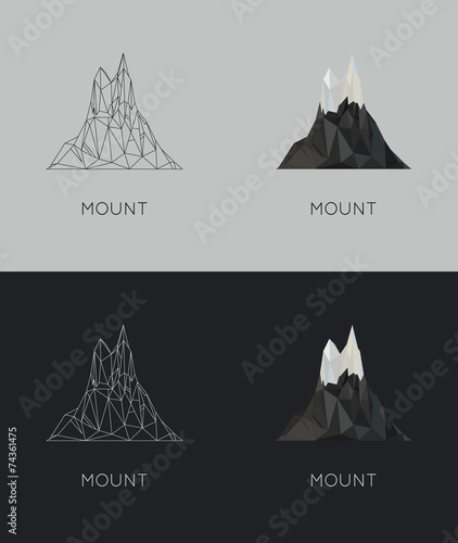 vector low-poly mount. poster and logo design