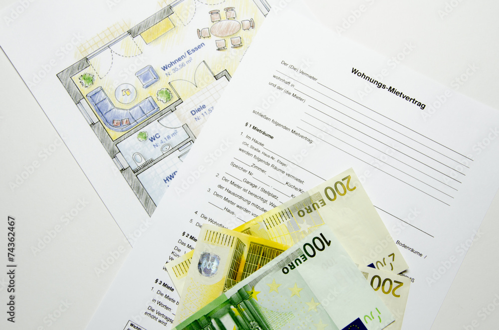 Mietvertrag mit Grundriss und Euros Mietvertrag mit Grundriss und Euros