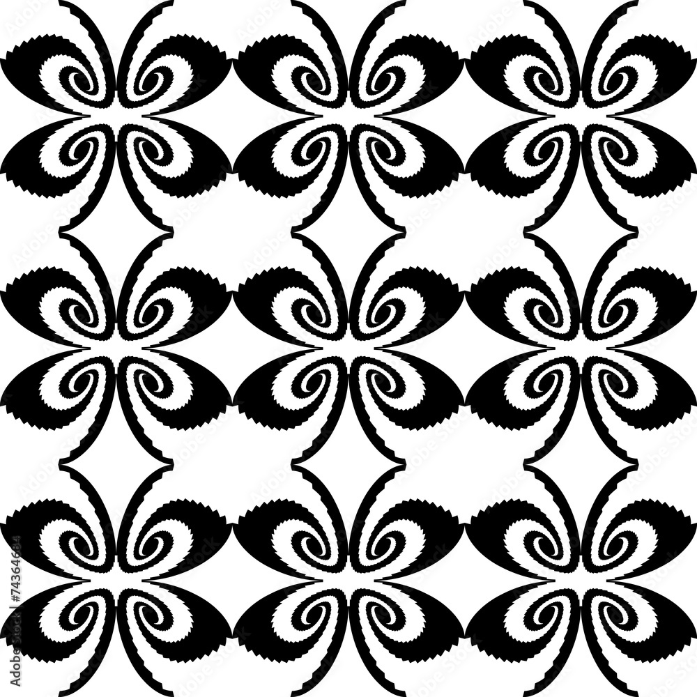 Fototapeta premium Design seamless monochrome decorative butterfly pattern