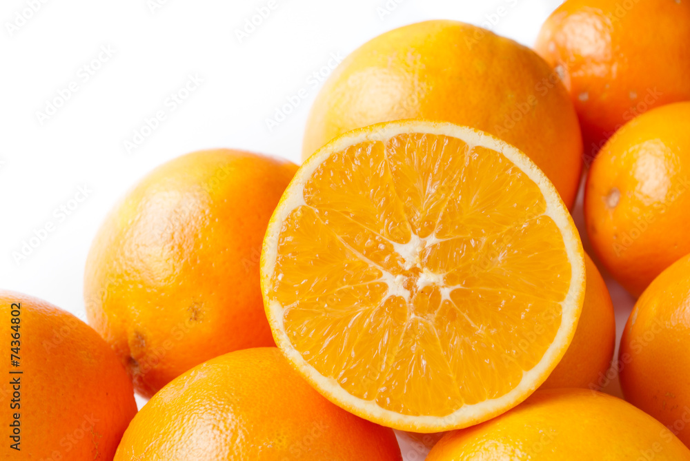 Sliced orange with white space Sliced orange with white space