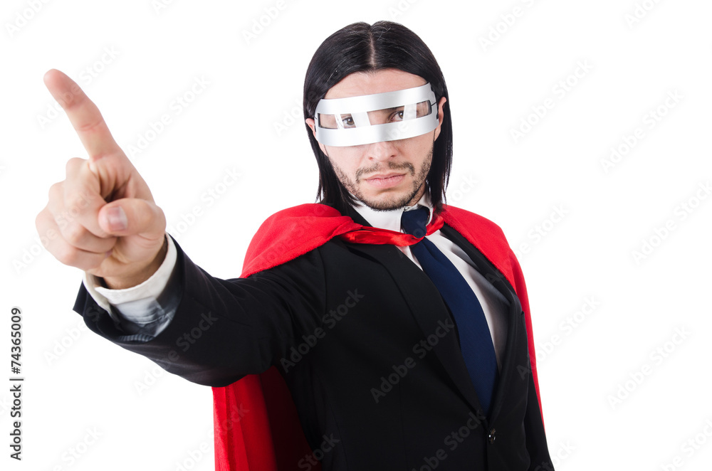 Man wearing red clothing in funny concept Man wearing red clothing in funny concept