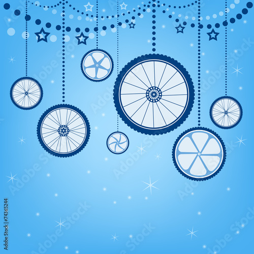 Christmas card with stylized Christmas balls