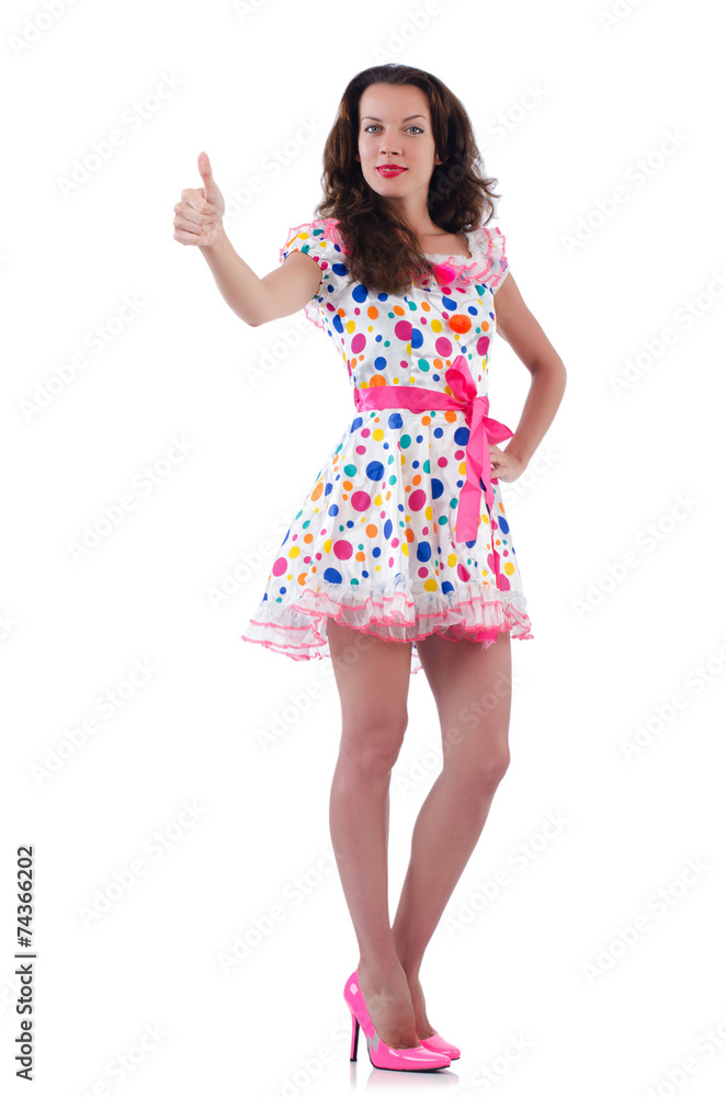 Fototapeta premium Woman giving thumbs up isolated on white