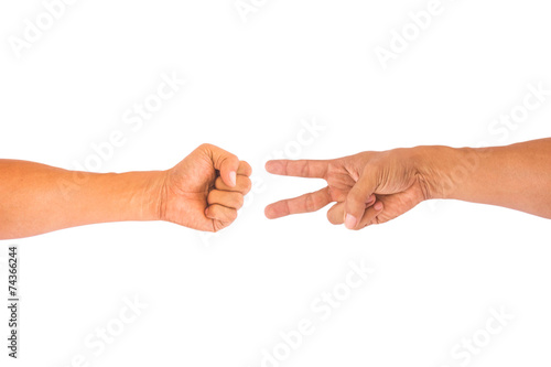 hand on isolated white background