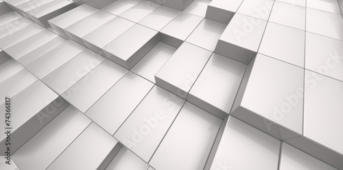 Abstract white background of 3d blocks